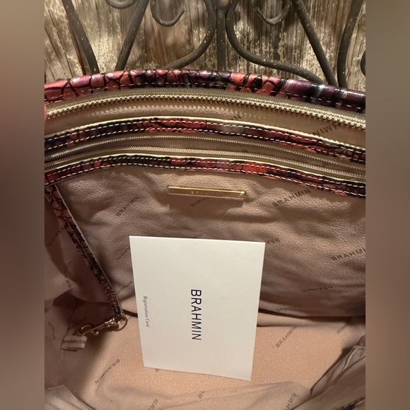 Pink/ Blue Brahmin Medium Asher Melbourne Leather Purse Like new w papers - Picture 6 of 13